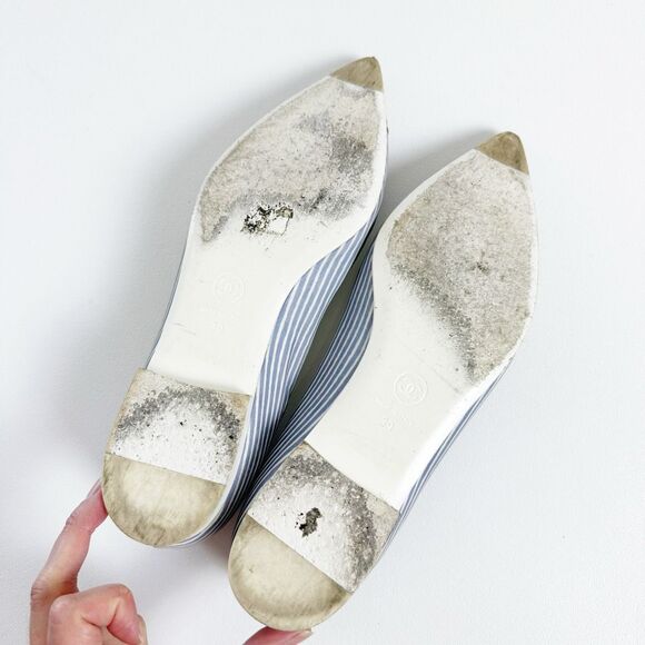 CHANEL Striped Flats in Blue and White - Picture 10 of 13